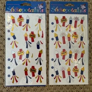 Two Vintage Stickopotamus (4"X6") Rocket Stickers.New in package